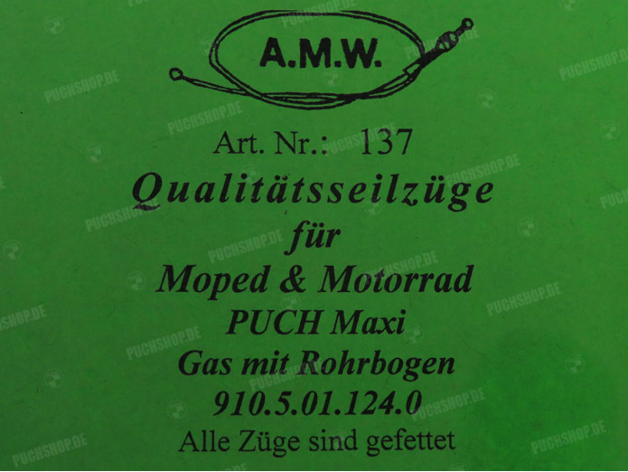 Bowdenzug Puch Maxi Gaszug mit Rohrbogen A.M.W. 